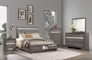 Luster Gray Upholstered Storage Platform Bedroom Set - Gate FurnitureBedroom Set