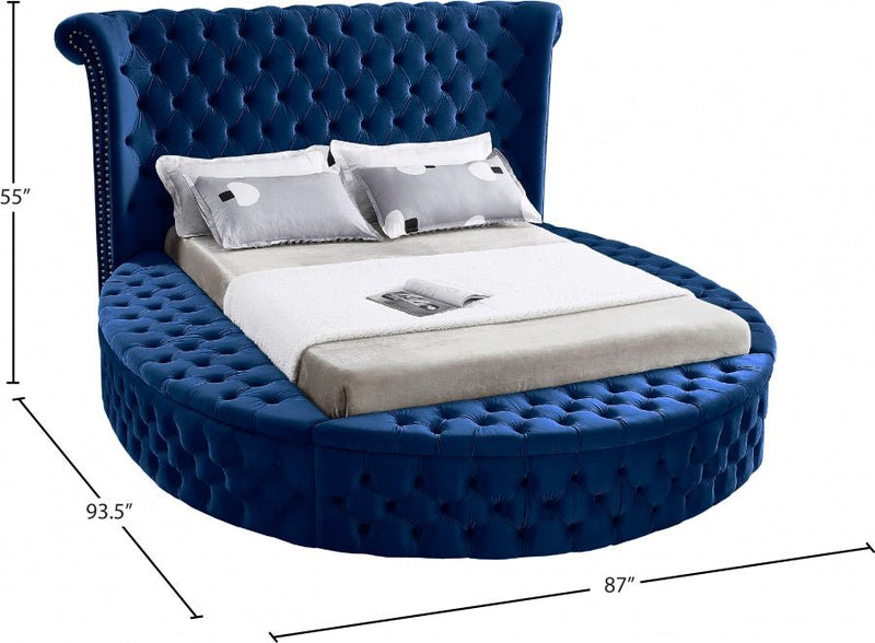 Luxus Velvet Full Bed (3 Boxes) Blue - LuxusNavy-F