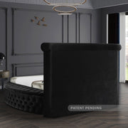 Luxus Velvet King Bed (3 Boxes) Black - Gate FurnitureKing Bed
