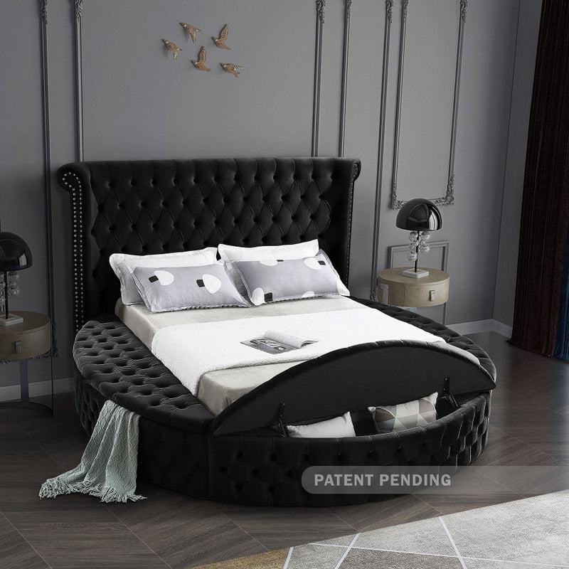 Luxus Velvet King Bed (3 Boxes) Black - Gate FurnitureKing Bed
