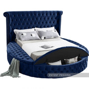Luxus Velvet King Bed (3 Boxes) Blue - Gate FurnitureKing Bed