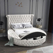 Luxus Velvet King Bed (3 Boxes) Cream - Gate FurnitureKing Bed
