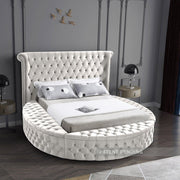 Luxus Velvet King Bed (3 Boxes) Cream - Gate FurnitureKing Bed