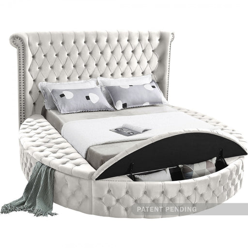 Luxus Velvet King Bed (3 Boxes) Cream - Gate FurnitureKing Bed
