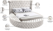 Luxus Velvet King Bed (3 Boxes) Cream - Gate FurnitureKing Bed