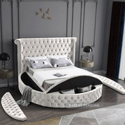 Luxus Velvet King Bed (3 Boxes) Cream - Gate FurnitureKing Bed