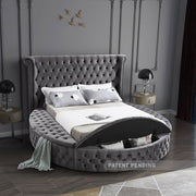 Luxus Velvet King Bed (3 Boxes) Grey - Gate FurnitureKing Bed