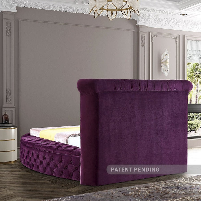 Luxus Velvet King Bed Purple - Gate FurnitureKing Bed
