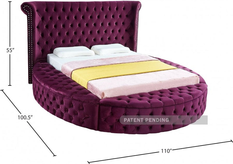 Luxus Velvet King Bed Purple - Gate FurnitureKing Bed