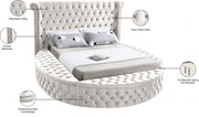 Luxus Velvet Queen Bed (3 Boxes) Cream - Gate FurnitureQueen Bed