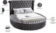 Luxus Velvet Queen Bed (3 Boxes) in Grey - Gate FurnitureQueen Bed
