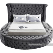Luxus Velvet Queen Bed (3 Boxes) in Grey - Gate FurnitureQueen Bed