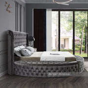 Luxus Velvet Queen Bed (3 Boxes) in Grey - Gate FurnitureQueen Bed