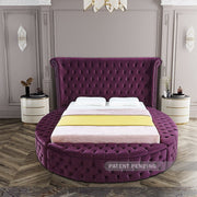 Luxus Velvet Queen Bed Purple - Gate FurnitureQueen Bed