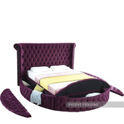 Luxus Velvet Queen Bed Purple - Gate FurnitureQueen Bed