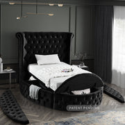 Luxus Velvet Twin Bed (3 Boxes) Black - Gate FurnitureTwin Bed
