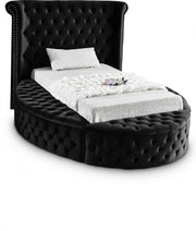 Luxus Velvet Twin Bed (3 Boxes) Black - Gate FurnitureTwin Bed