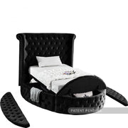 Luxus Velvet Twin Bed (3 Boxes) Black - Gate FurnitureTwin Bed