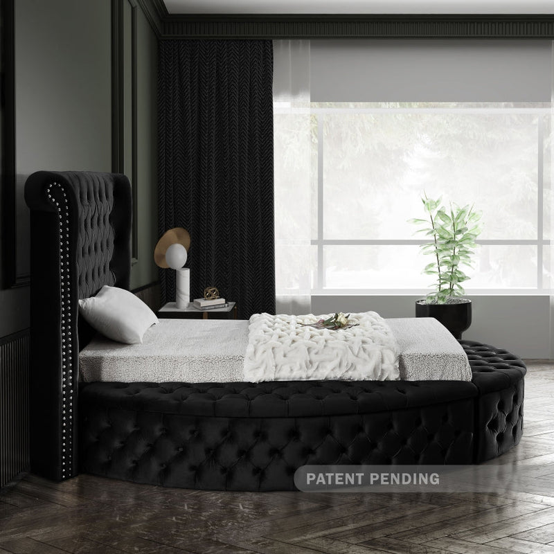 Luxus Velvet Twin Bed (3 Boxes) Black - Gate FurnitureTwin Bed