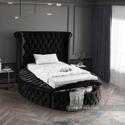 Luxus Velvet Twin Bed (3 Boxes) Black - Gate FurnitureTwin Bed