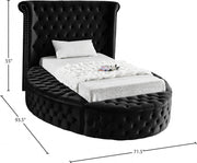Luxus Velvet Twin Bed (3 Boxes) Black - Gate FurnitureTwin Bed