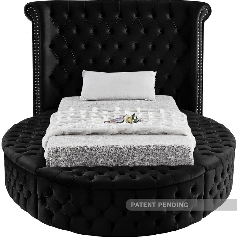 Luxus Velvet Twin Bed (3 Boxes) Black - Gate FurnitureTwin Bed