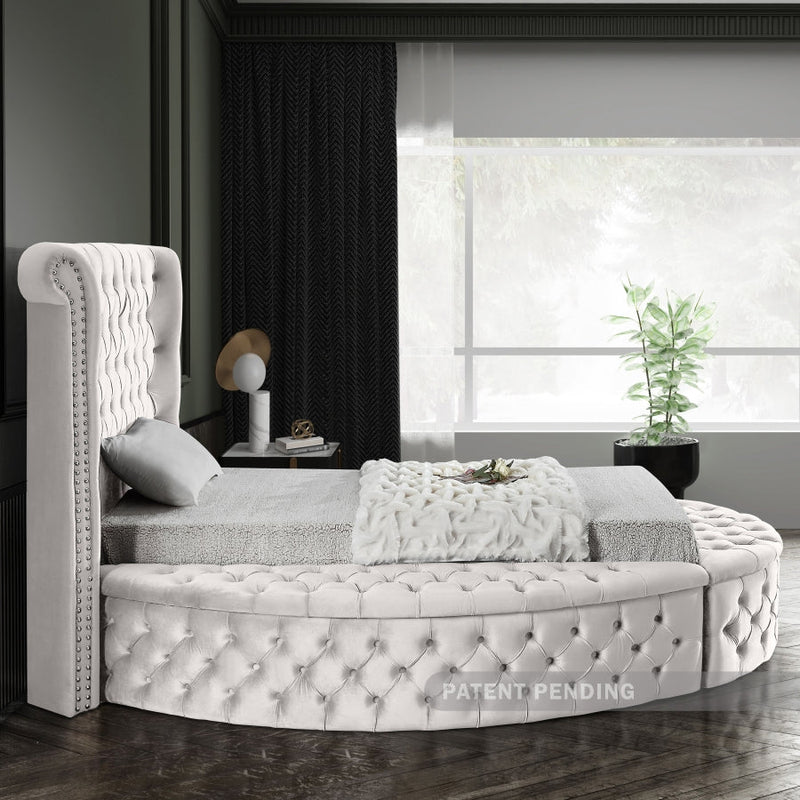 Luxus Velvet Twin Bed (3 Boxes) Cream - Gate FurnitureTwin Bed