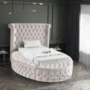 Luxus Velvet Twin Bed (3 Boxes) Cream - Gate FurnitureTwin Bed