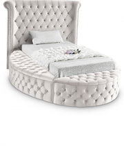 Luxus Velvet Twin Bed (3 Boxes) Cream - Gate FurnitureTwin Bed