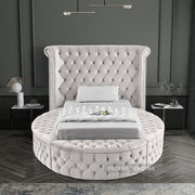 Luxus Velvet Twin Bed (3 Boxes) Cream - Gate FurnitureTwin Bed