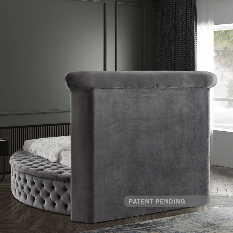 Luxus Velvet Twin Bed (3 Boxes) Grey - Gate FurnitureTwin Bed