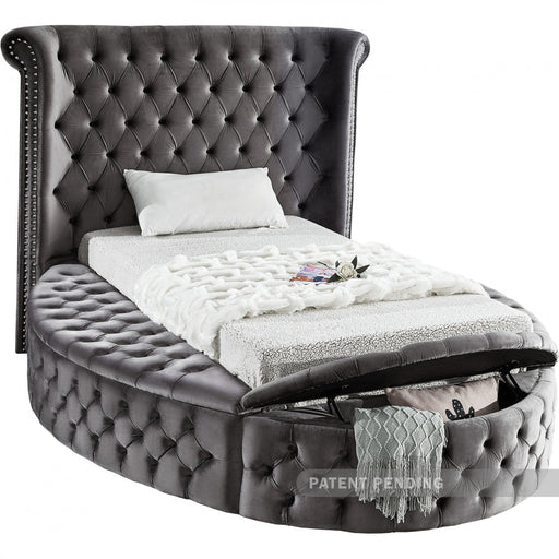 Luxus Velvet Twin Bed (3 Boxes) Grey - Gate FurnitureTwin Bed