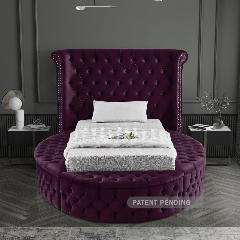 Luxus Velvet Twin Bed Purple - Gate FurnitureTwin Bed
