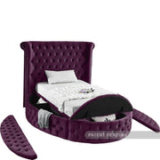 Luxus Velvet Twin Bed Purple - Gate FurnitureTwin Bed