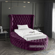Luxus Velvet Twin Bed Purple - Gate FurnitureTwin Bed