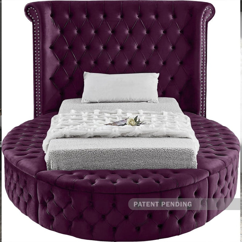 Luxus Velvet Twin Bed Purple - Gate FurnitureTwin Bed