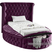Luxus Velvet Twin Bed Purple - Gate FurnitureTwin Bed