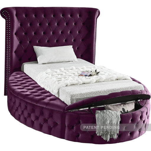 Luxus Velvet Twin Bed Purple - Gate FurnitureTwin Bed