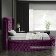 Luxus Velvet Twin Bed Purple - Gate FurnitureTwin Bed
