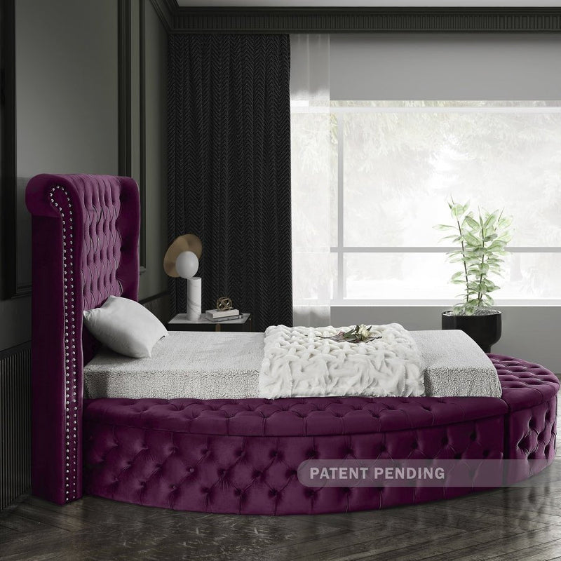 Luxus Velvet Twin Bed Purple - Gate FurnitureTwin Bed