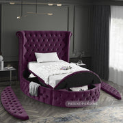 Luxus Velvet Twin Bed Purple - Gate FurnitureTwin Bed