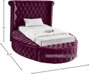 Luxus Velvet Twin Bed Purple - Gate FurnitureTwin Bed