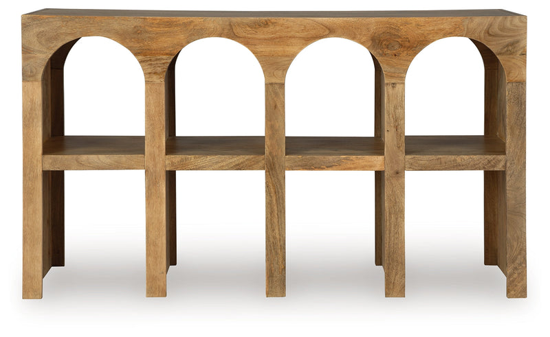 Luzmanacy Natural Brown Console Sofa Table - A4000664