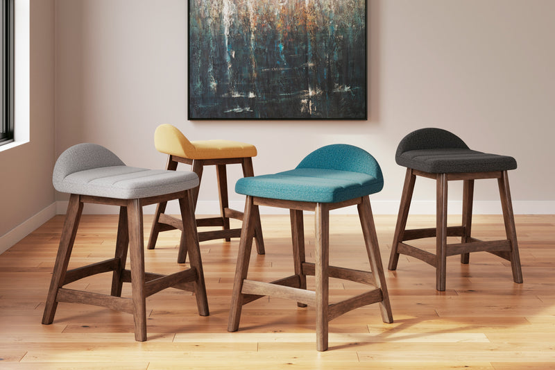 Lyncott Blue/Brown Counter Height Bar Stool, Set of 2 - D615-324