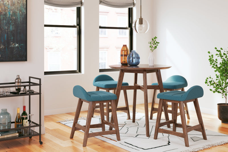 Lyncott Blue/Brown Counter Height Bar Stool, Set of 2 - D615-324