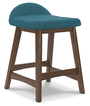 Lyncott Blue/Brown Counter Height Bar Stool, Set of 2 - D615-324