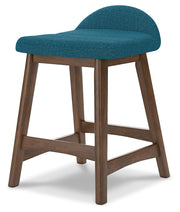 Lyncott Blue/Brown Counter Height Bar Stool, Set of 2 - D615-324