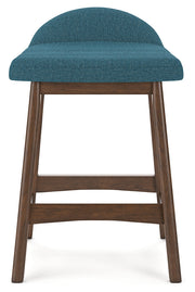 Lyncott Blue/Brown Counter Height Bar Stool, Set of 2 - D615-324