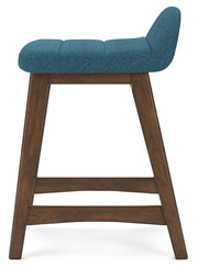 Lyncott Blue/Brown Counter Height Bar Stool, Set of 2 - D615-324