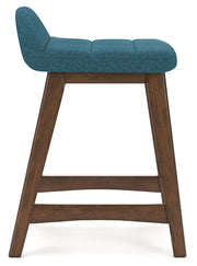 Lyncott Blue/Brown Counter Height Bar Stool, Set of 2 - D615-324